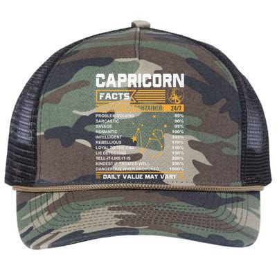 Capricorn Facts Astrology Quotes zodiac sign Birthday Retro Rope Trucker Hat Cap