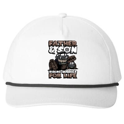 Cool Father And Son Monster Truck Riding Buddies For Life Gift Snapback Five-Panel Rope Hat