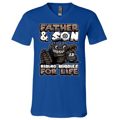 Cool Father And Son Monster Truck Riding Buddies For Life Gift V-Neck T-Shirt