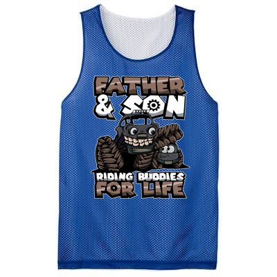 Cool Father And Son Monster Truck Riding Buddies For Life Gift Mesh Reversible Basketball Jersey Tank