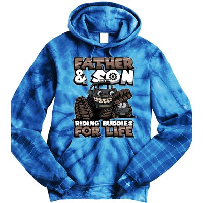 Cool Father And Son Monster Truck Riding Buddies For Life Gift Tie Dye Hoodie