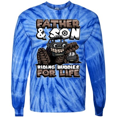 Cool Father And Son Monster Truck Riding Buddies For Life Gift Tie-Dye Long Sleeve Shirt