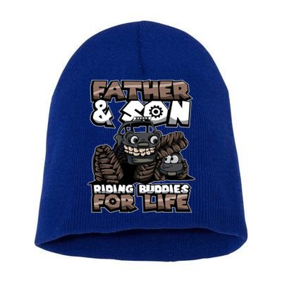 Cool Father And Son Monster Truck Riding Buddies For Life Gift Short Acrylic Beanie