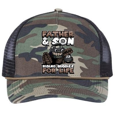 Cool Father And Son Monster Truck Riding Buddies For Life Gift Retro Rope Trucker Hat Cap