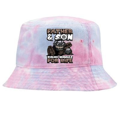 Cool Father And Son Monster Truck Riding Buddies For Life Gift Tie-Dyed Bucket Hat