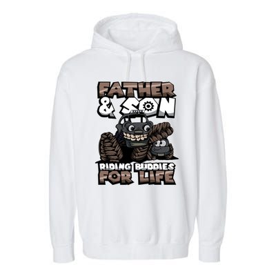 Cool Father And Son Monster Truck Riding Buddies For Life Gift Garment-Dyed Fleece Hoodie