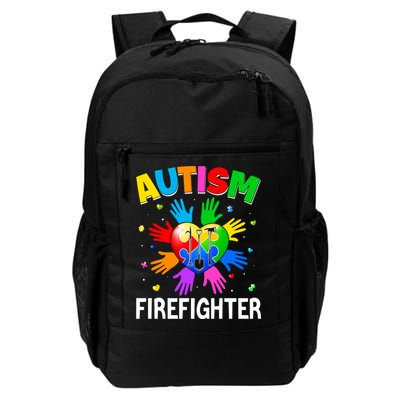 Cool Firefighter Autism Awareness Heart Puzzle Raising Hand Gift Backpack