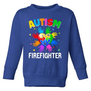 Cool Firefighter Autism Awareness Heart Puzzle Raising Hand Gift Toddler Sweatshirt