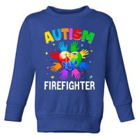 Cool Firefighter Autism Awareness Heart Puzzle Raising Hand Gift Toddler Sweatshirt