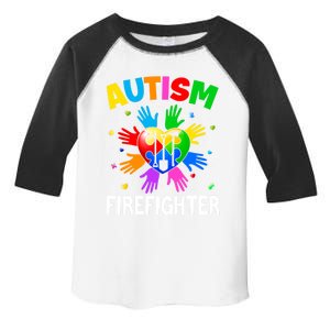 Cool Firefighter Autism Awareness Heart Puzzle Raising Hand Gift Toddler Fine Jersey T-Shirt