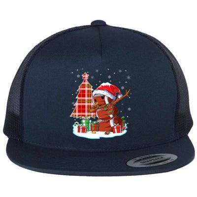 Christmas Football Ball Snow Dabbing Santa Hat Xmas Tree Great Gift Flat Bill Trucker Hat