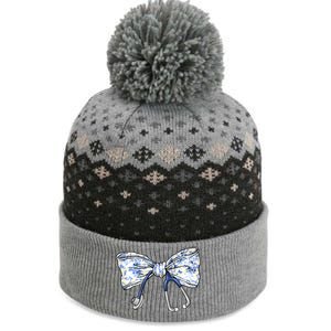 Cute Floral Blue Coquette Bow Stethoscope Nurse Doctor Women Sweatshirt The Baniff Cuffed Pom Beanie