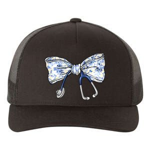 Cute Floral Blue Coquette Bow Stethoscope Nurse Doctor Women Sweatshirt Yupoong Adult 5-Panel Trucker Hat