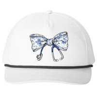 Cute Floral Blue Coquette Bow Stethoscope Nurse Doctor Women Sweatshirt Snapback Five-Panel Rope Hat