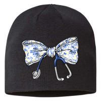 Cute Floral Blue Coquette Bow Stethoscope Nurse Doctor Women Sweatshirt Sustainable Beanie