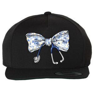 Cute Floral Blue Coquette Bow Stethoscope Nurse Doctor Women Sweatshirt Wool Snapback Cap