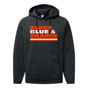 Chicago Football Bleed Blue & Orange Performance Fleece Hoodie