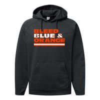 Chicago Football Bleed Blue & Orange Performance Fleece Hoodie