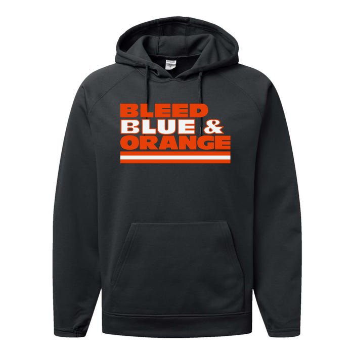 Chicago Football Bleed Blue & Orange Performance Fleece Hoodie