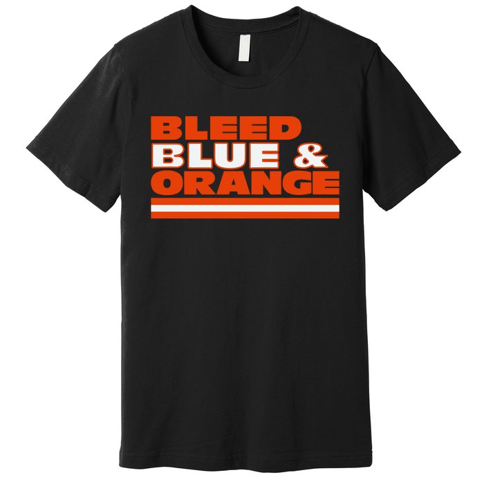 Chicago Football Bleed Blue & Orange Premium T-Shirt