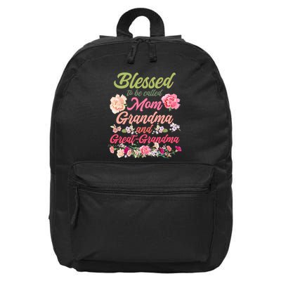Cute Flower Blessed To Be Called Mom Grandma And Great Grandma 16 in Basic Backpack
