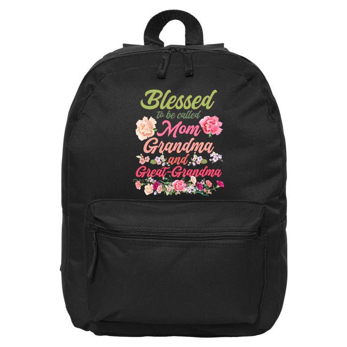 Cute Flower Blessed To Be Called Mom Grandma And Great Grandma 16 in Basic Backpack