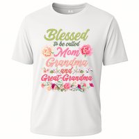Cute Flower Blessed To Be Called Mom Grandma And Great Grandma Cooling Performance Crew T-Shirt