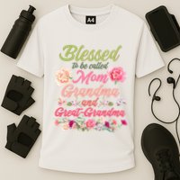 Cute Flower Blessed To Be Called Mom Grandma And Great Grandma Cooling Performance Crew T-Shirt