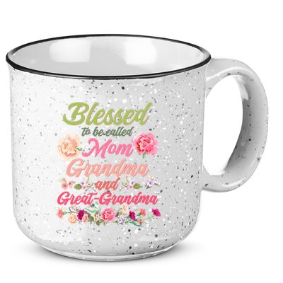 Cute Flower Blessed To Be Called Mom Grandma And Great Grandma 15oz Campfire Ceramic Mug