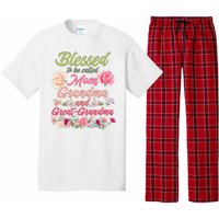 Cute Flower Blessed To Be Called Mom Grandma And Great Grandma Pajama Set