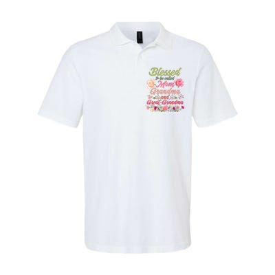 Cute Flower Blessed To Be Called Mom Grandma And Great Grandma Softstyle Adult Sport Polo