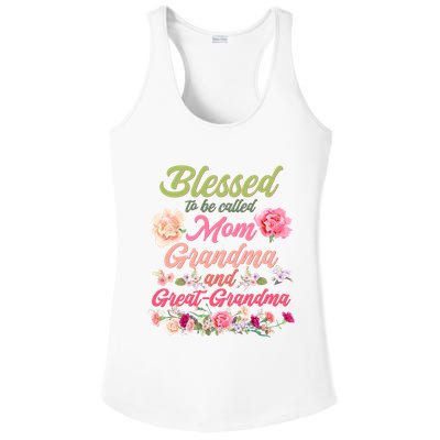 Cute Flower Blessed To Be Called Mom Grandma And Great Grandma Ladies PosiCharge Competitor Racerback Tank