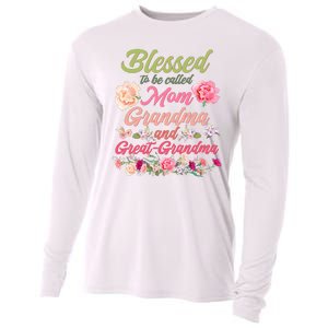 Cute Flower Blessed To Be Called Mom Grandma And Great Grandma Cooling Performance Long Sleeve Crew