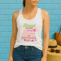 Cute Flower Blessed To Be Called Mom Grandma And Great Grandma Womens Tank Top