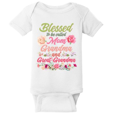 Cute Flower Blessed To Be Called Mom Grandma And Great Grandma Baby Bodysuit