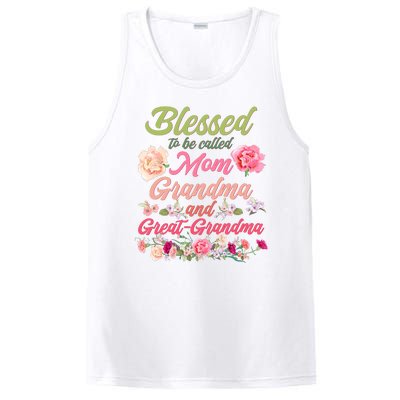 Cute Flower Blessed To Be Called Mom Grandma And Great Grandma PosiCharge Competitor Tank