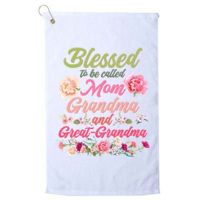 Cute Flower Blessed To Be Called Mom Grandma And Great Grandma Golf Towel