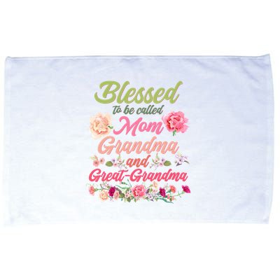 Cute Flower Blessed To Be Called Mom Grandma And Great Grandma Microfiber Hand Towel