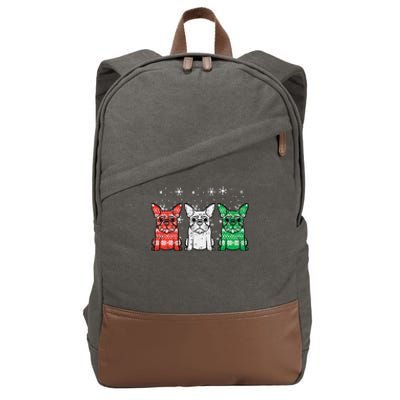 Christmas French Bulldogs Xmas Frenchie Dog Funny Funny Cotton Canvas Backpack