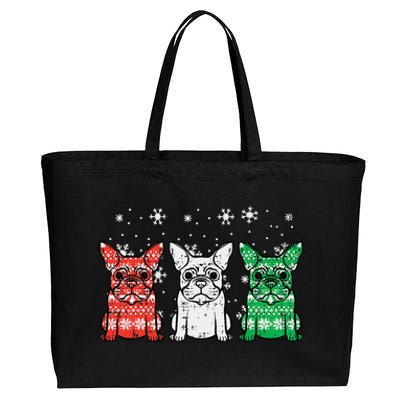 Christmas French Bulldogs Xmas Frenchie Dog Funny Funny Cotton Canvas Jumbo Tote