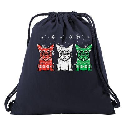 Christmas French Bulldogs Xmas Frenchie Dog Funny Funny Drawstring Bag