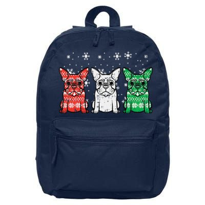 Christmas French Bulldogs Xmas Frenchie Dog Funny Funny 16 in Basic Backpack