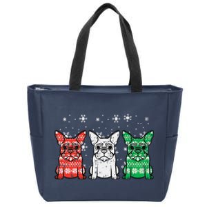 Christmas French Bulldogs Xmas Frenchie Dog Funny Funny Zip Tote Bag