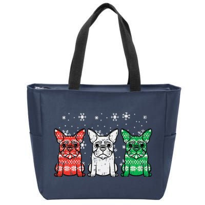 Christmas French Bulldogs Xmas Frenchie Dog Funny Funny Zip Tote Bag