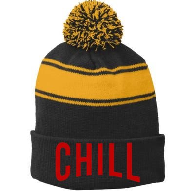 Chill For Ballers Hustlers & Movie Fanatic Gifts Stripe Pom Pom Beanie