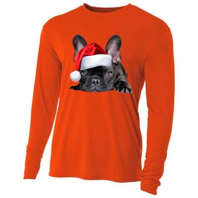 Cute French Bulldog Santa Hat Frenchie Image Christmas Gift Cooling Performance Long Sleeve Crew