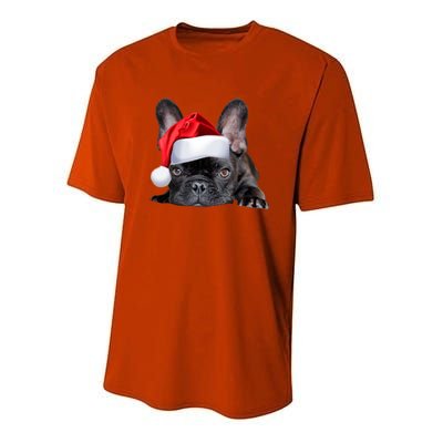 Cute French Bulldog Santa Hat Frenchie Image Christmas Gift Youth Performance Sprint T-Shirt