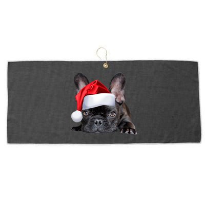 Cute French Bulldog Santa Hat Frenchie Image Christmas Gift Large Microfiber Waffle Golf Towel