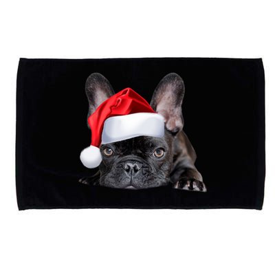 Cute French Bulldog Santa Hat Frenchie Image Christmas Gift Microfiber Hand Towel