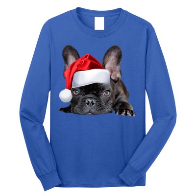 Cute French Bulldog Santa Hat Frenchie Image Christmas Gift Long Sleeve Shirt